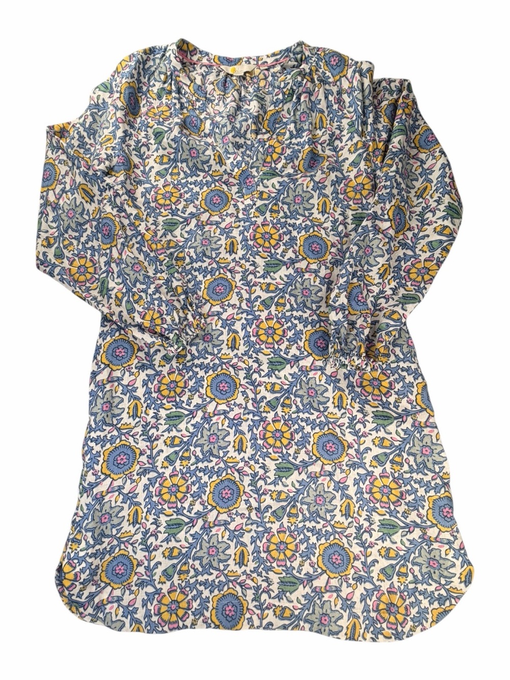 Boden Women’s 100% Linen Tunic Dress In Floral Print Size 6R